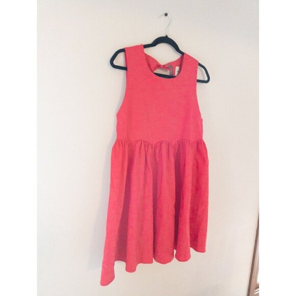 Anthropologie Maeve Sleeveless High-Neck Back-Bow Mini Dress In medium pink - Picture 3 of 10